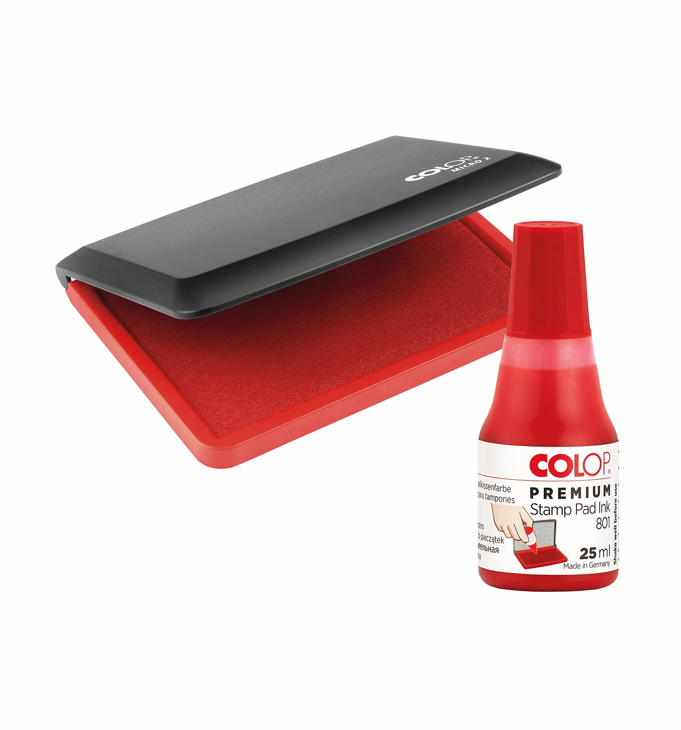 Colop 151306 poduszka do stempli Micro 2 + kolor 801 czerwony, 70 x 110 mm