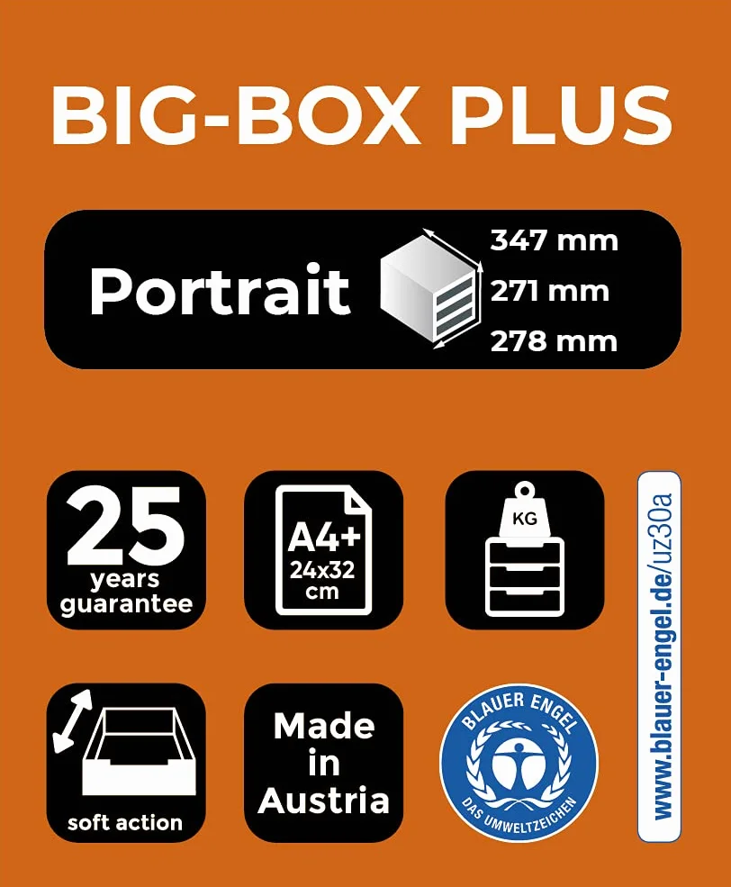 Exacompta 3097294D organizer Premium Big Box Shades Of Grey 5 szuflad o dużej pojemności pojemnik na dokumenty A4+ dla większej ilości miejsca na biurku szafka w różnych odcieniach szarości