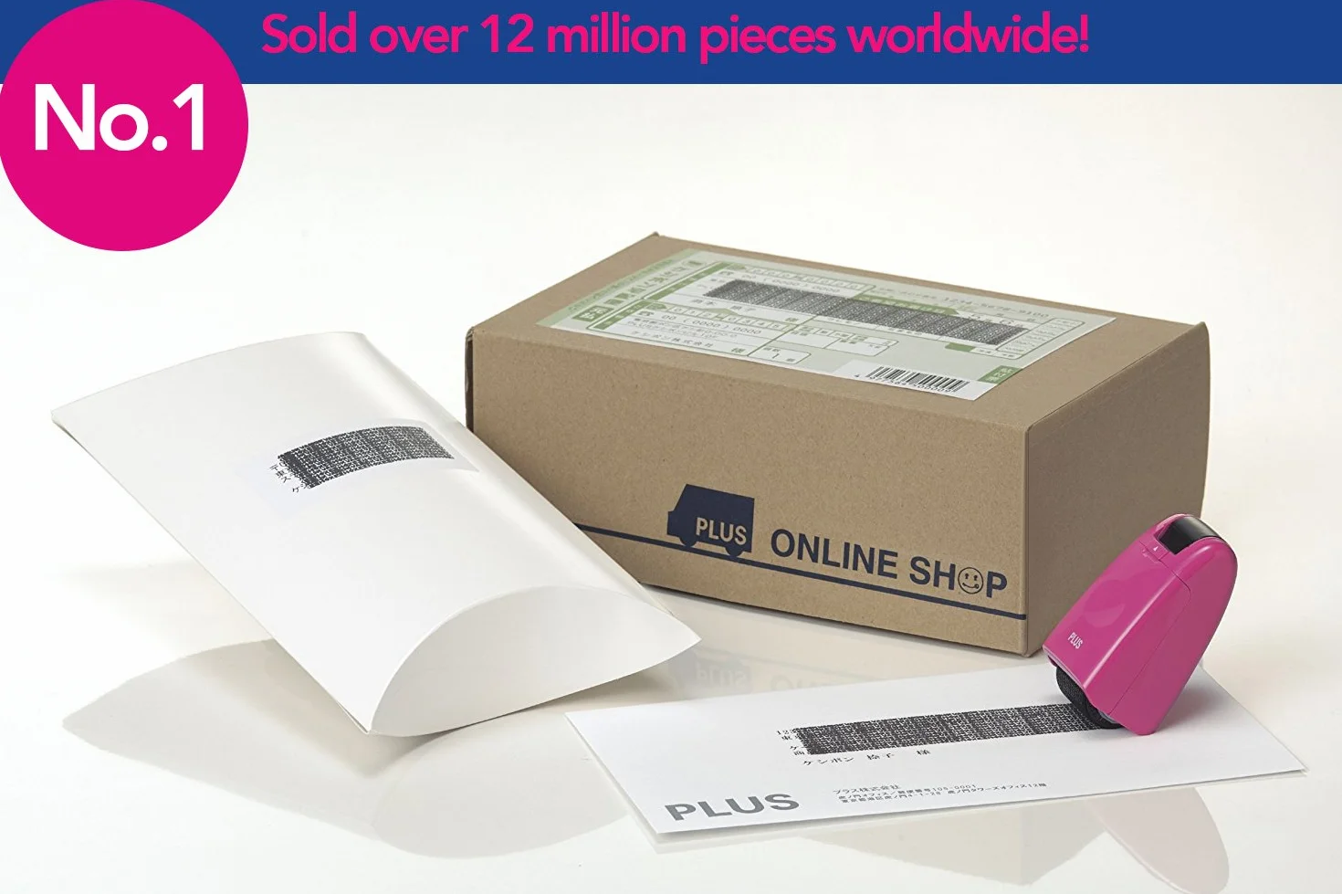 Plus Japan Ochrona Danych RollStempel, Niebieski, 3.8 x 4.7 x 7.4 cm