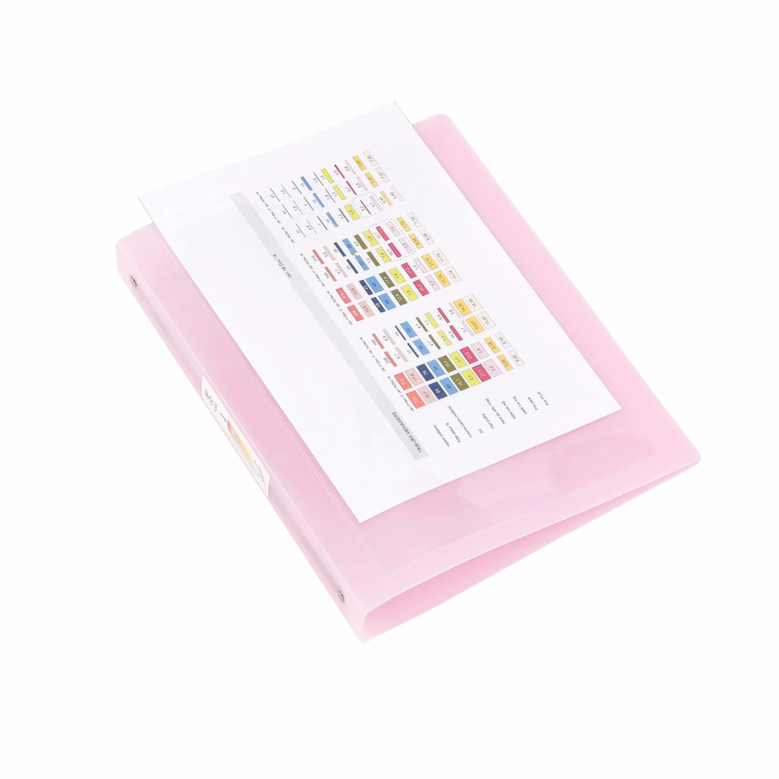 Viquel - segregator A4 MAXI z możliwością personalizacji, 4 pierścienie, tył 4 cm, do dokumentów A4, półprzezroczysty różowy