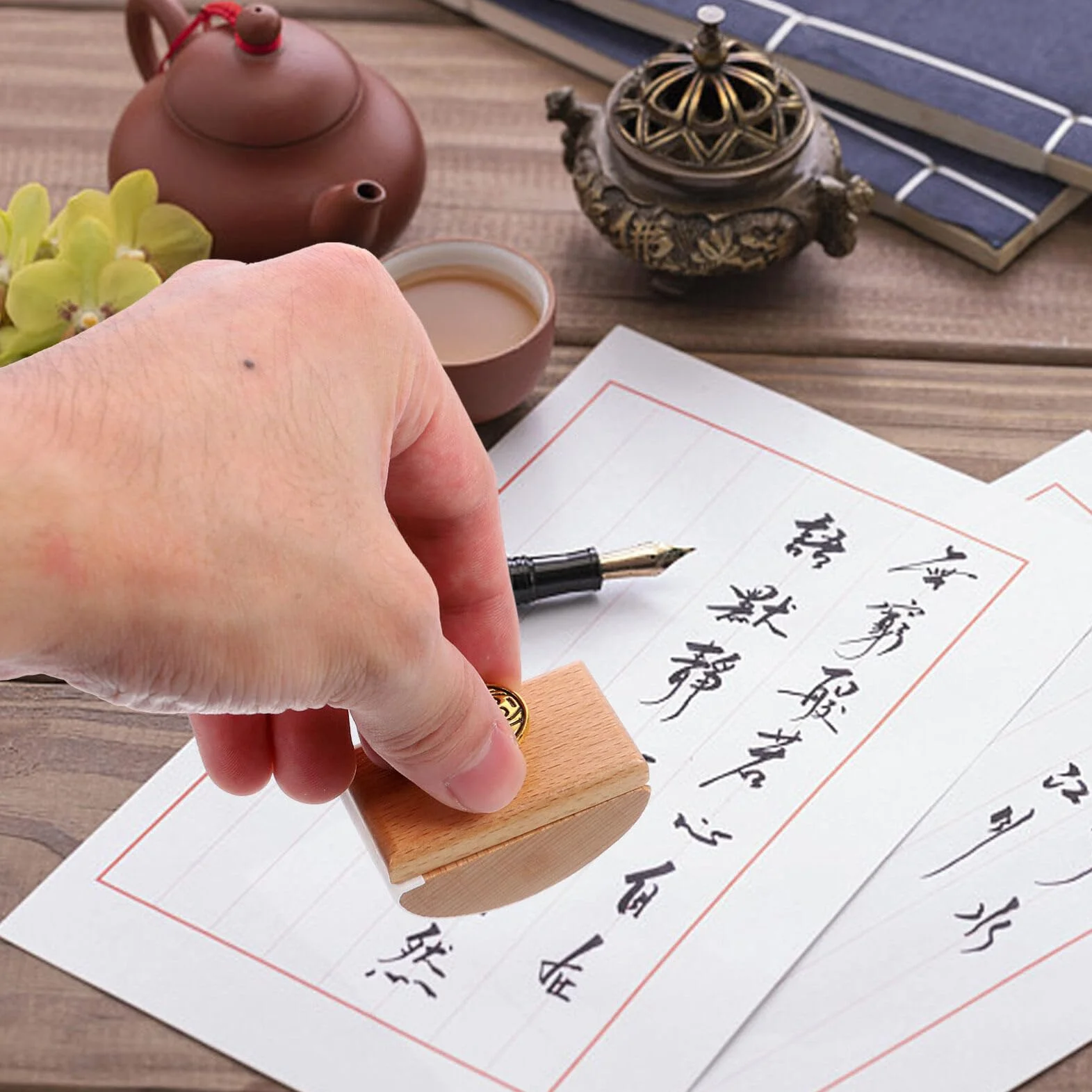 Wooden Rocker Ink Absorbing Blotter Tool Quick Drying Accessory for Calligraphy Stamp Lightweight Design for Home Office Use for Students and Professionals