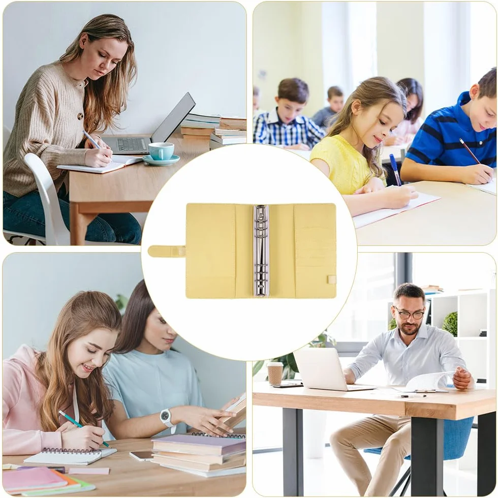 segregator A5, 6 otworów, segregator ze skóry PU, okładka segregator A5, teczka konferencyjna z magnetyczną klamrą, do ponownego napełniania, do biura, szkoły i pracy w podróży (bez papieru