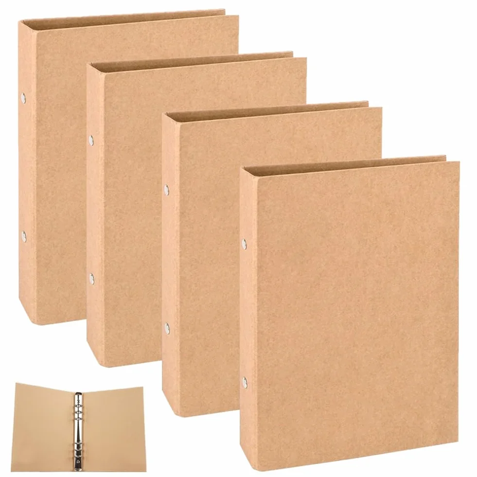 4 sztuki segregatorów A5, do uzupełniania, papier, 6 otworów, segregator A5, okładka, papier typu kraft, do wypełniania notebooka, biura, artykułów piśmienniczych