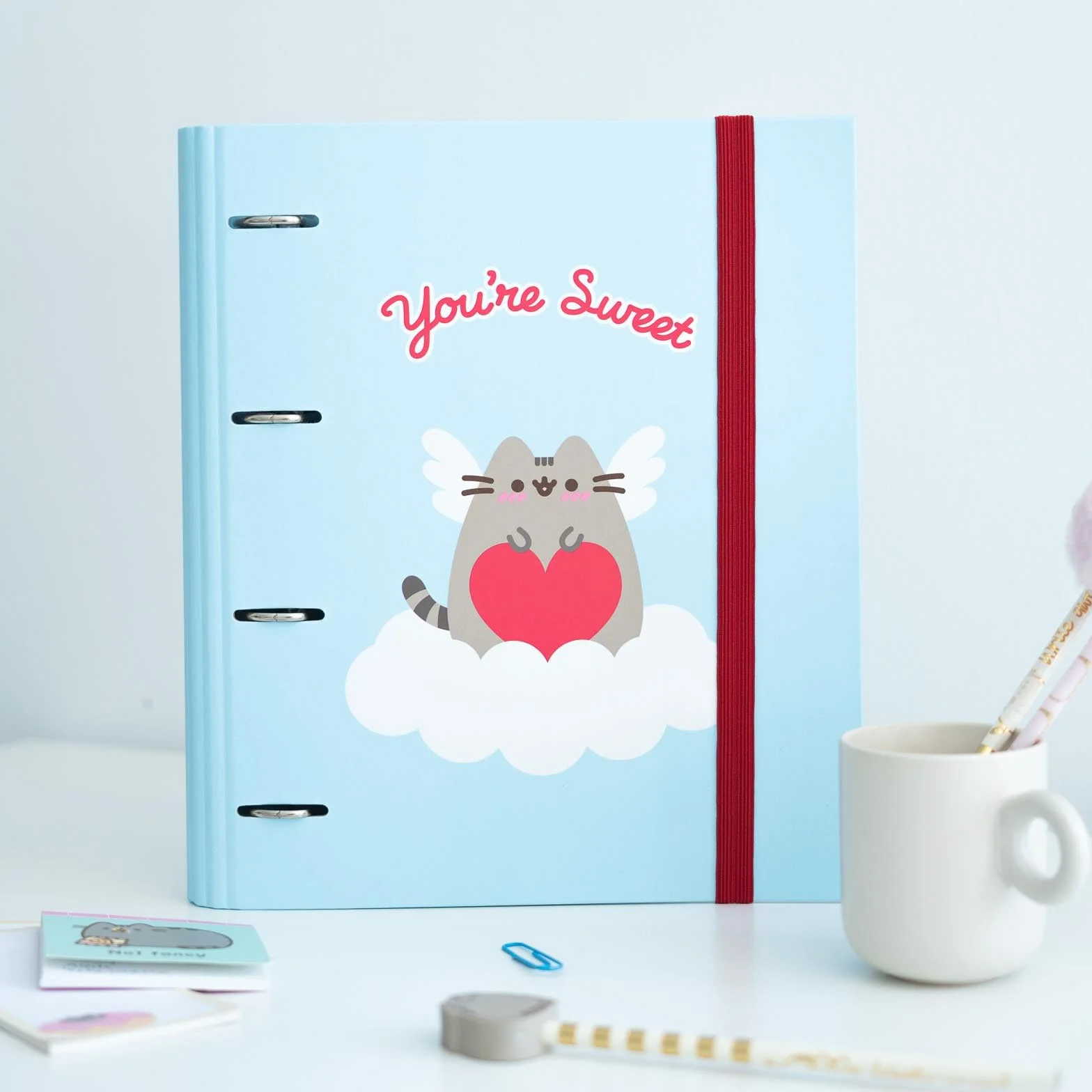 Grupo Erik Pusheen 4 Ring Binder | A4 Foldekoty | 10.6 x 12.6 cali - 27 x 32 cm