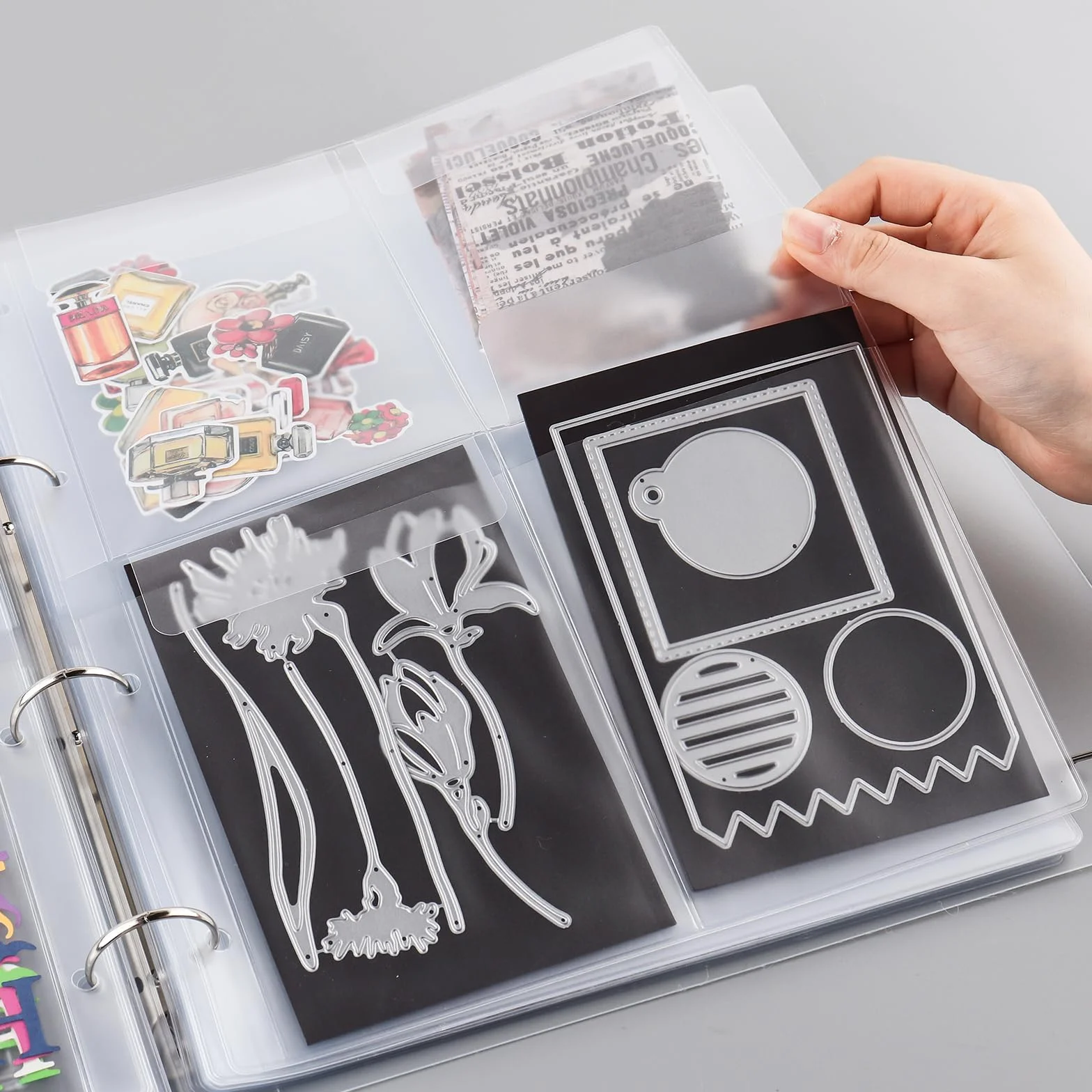 BAOFALI 5 sztuk plastikowych kieszeni do segregatora A4, 4 otwory, wodoodporne foldery z PCW, luźna torba do budżetowania, planera, organizera