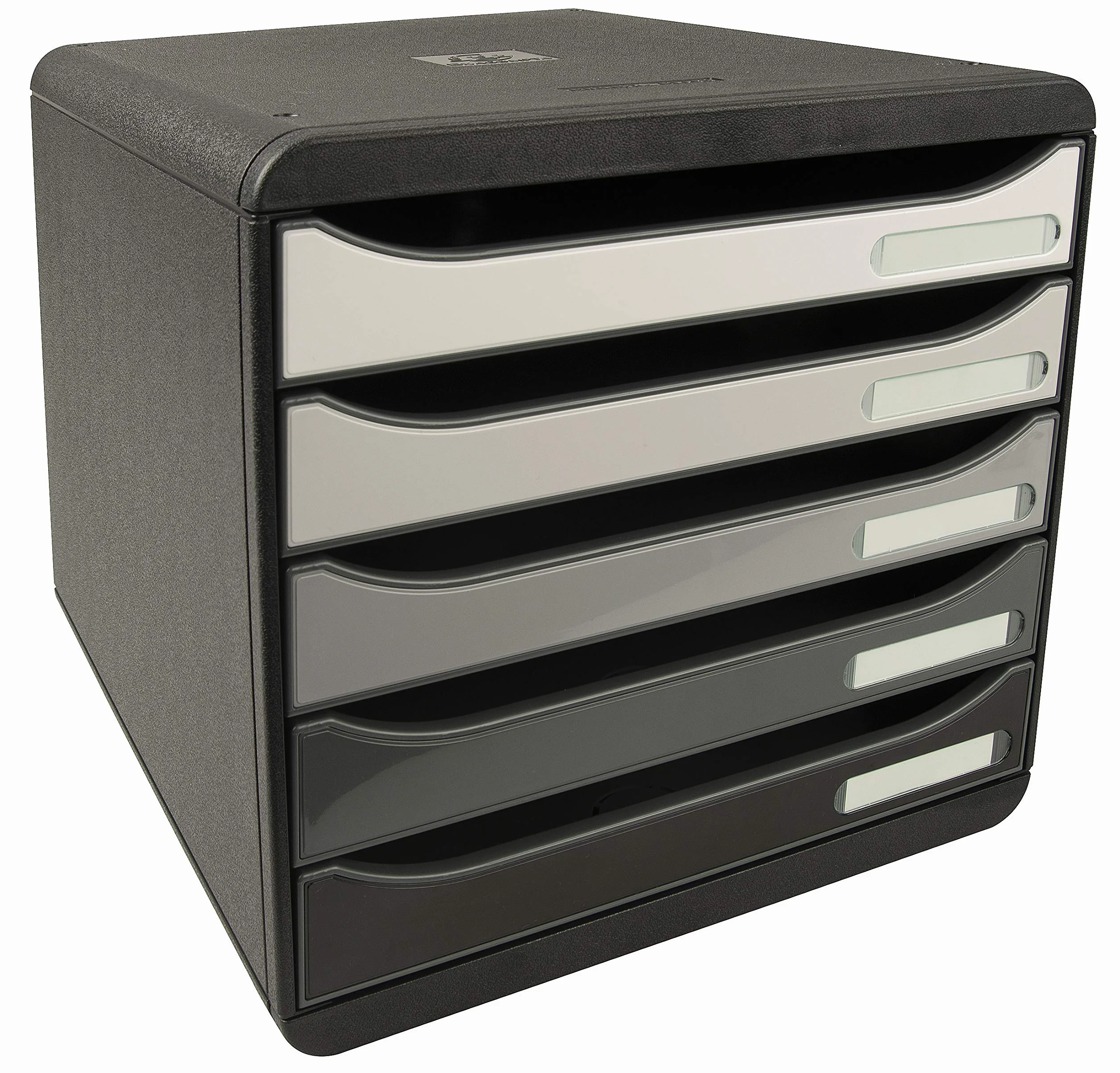 Exacompta 3097294D organizer Premium Big Box Shades Of Grey 5 szuflad o dużej pojemności pojemnik na dokumenty A4+ dla większej ilości miejsca na biurku szafka w różnych odcieniach szarości