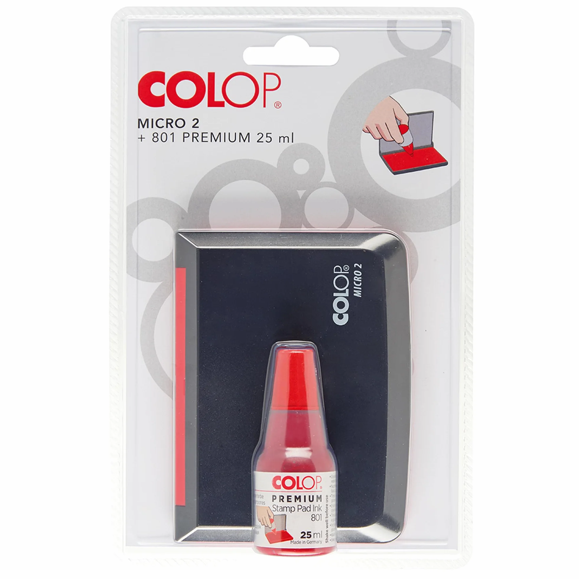 Colop 151306 poduszka do stempli Micro 2 + kolor 801 czerwony, 70 x 110 mm