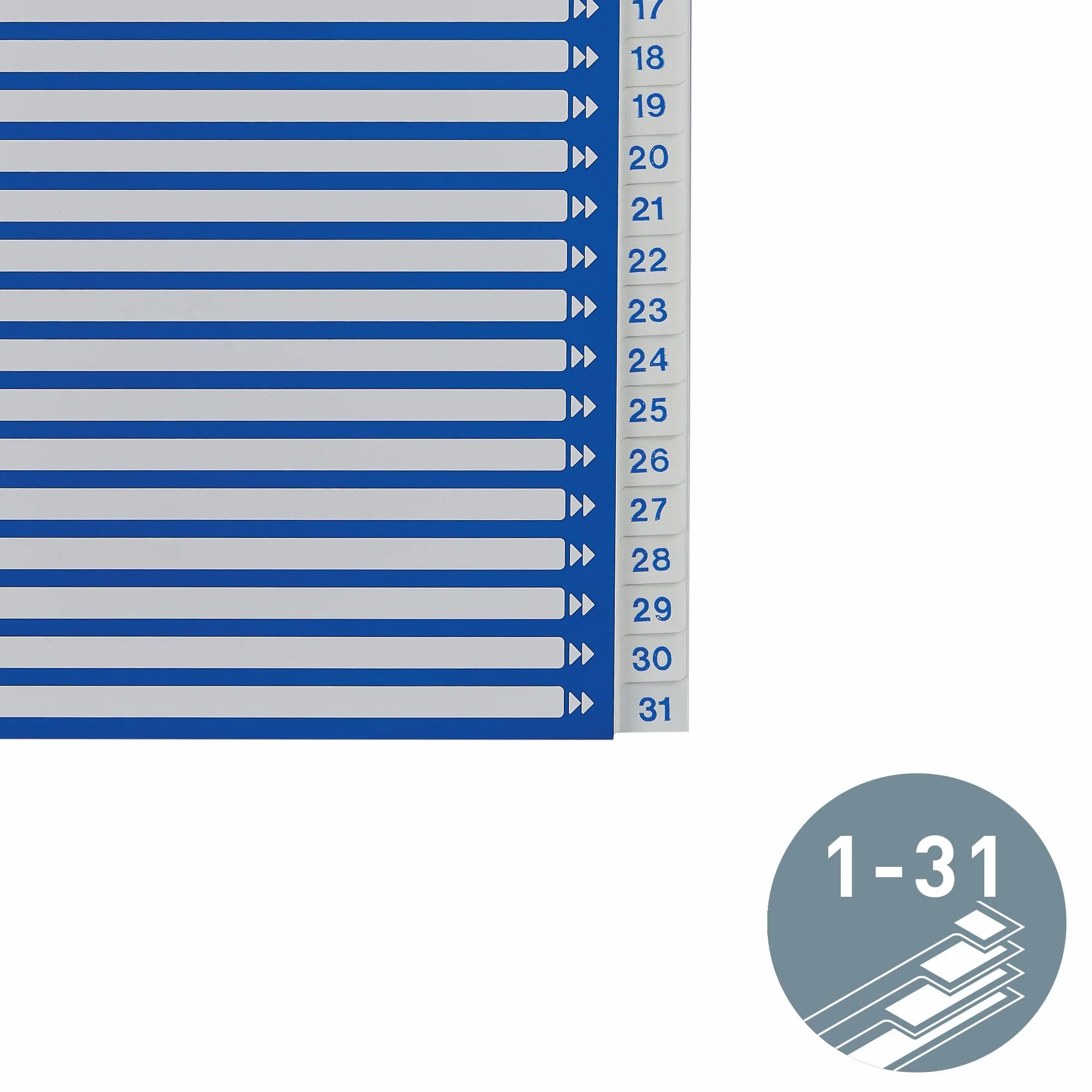 Leitz A4 1-31 Indeks, wytrzymałe tworzywo sztuczne i karton, niebieski/biały