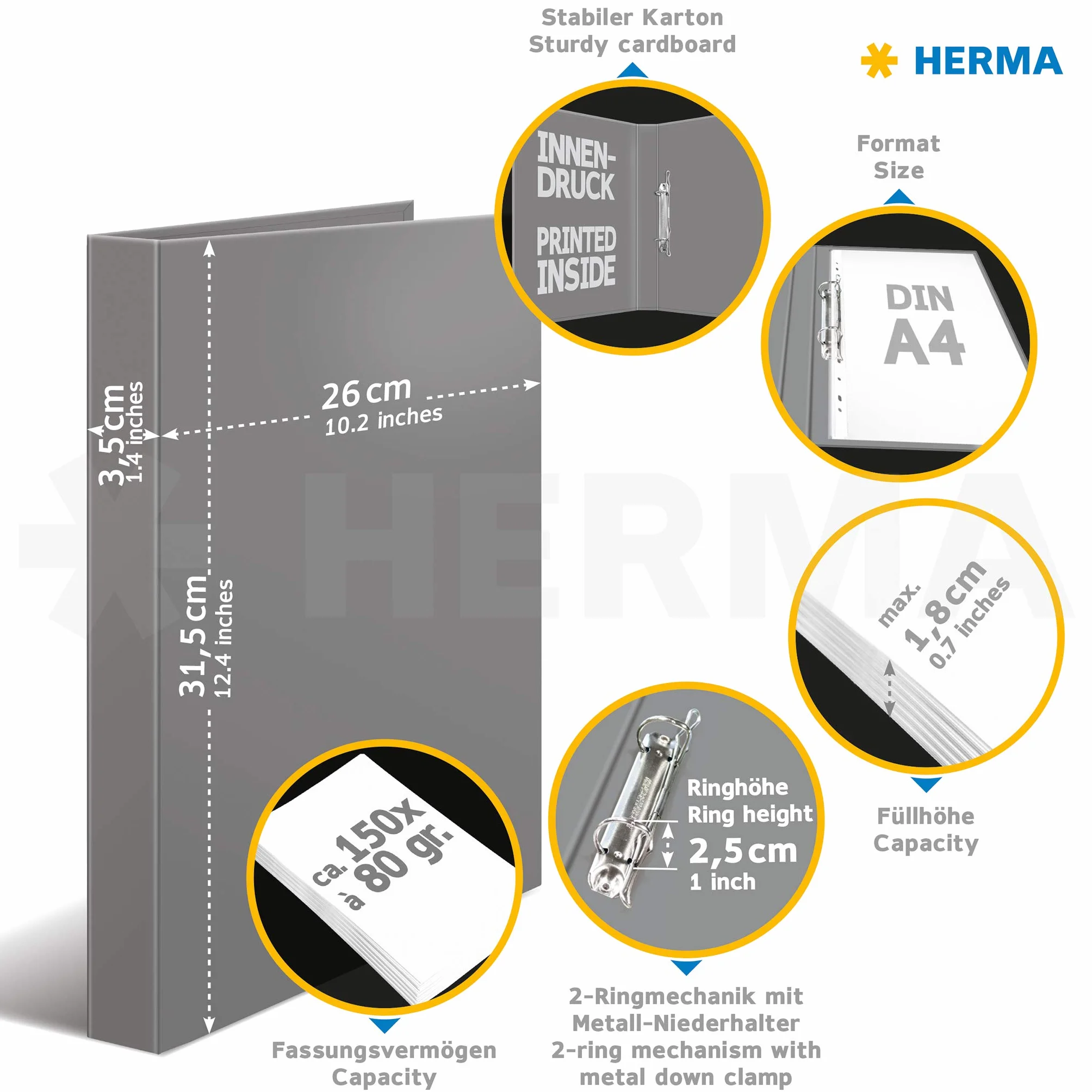HERMA Segregator z motywem zwierząt z psami, A4, grzbiet 35 mm, wąski, 2-pierścieniowy segregator z tektury