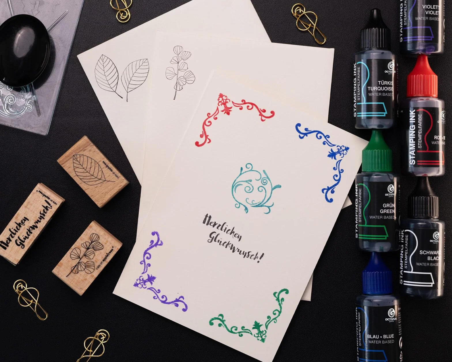 Octopus Tusz do stemplowania płynów, tusz do wielokrotnego napełniania do stempli i automatycznych maszyn do stemplowania, tusz do stemplowania 30 ml, fioletowy bez oleju