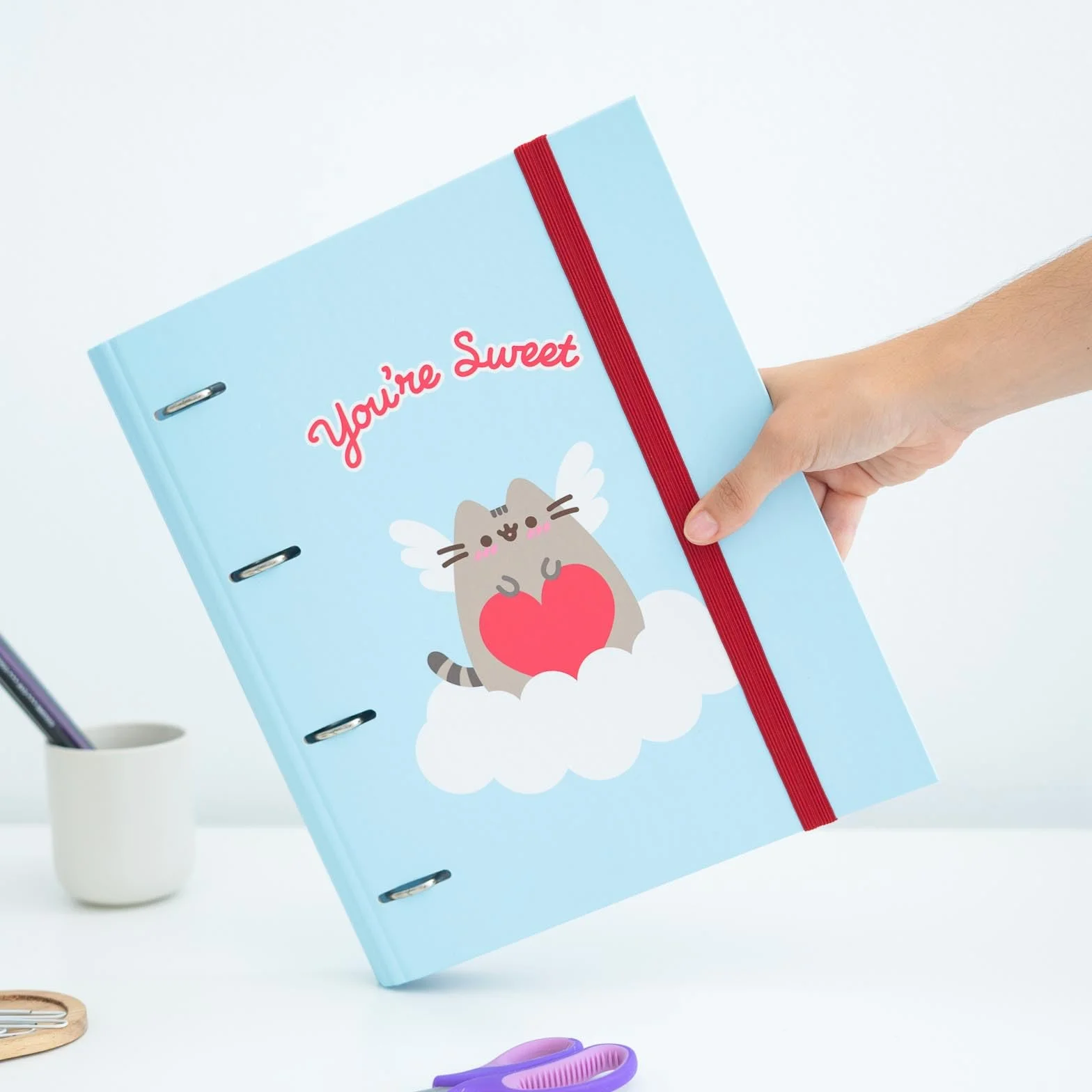 Grupo Erik Pusheen 4 Ring Binder | A4 Foldekoty | 10.6 x 12.6 cali - 27 x 32 cm