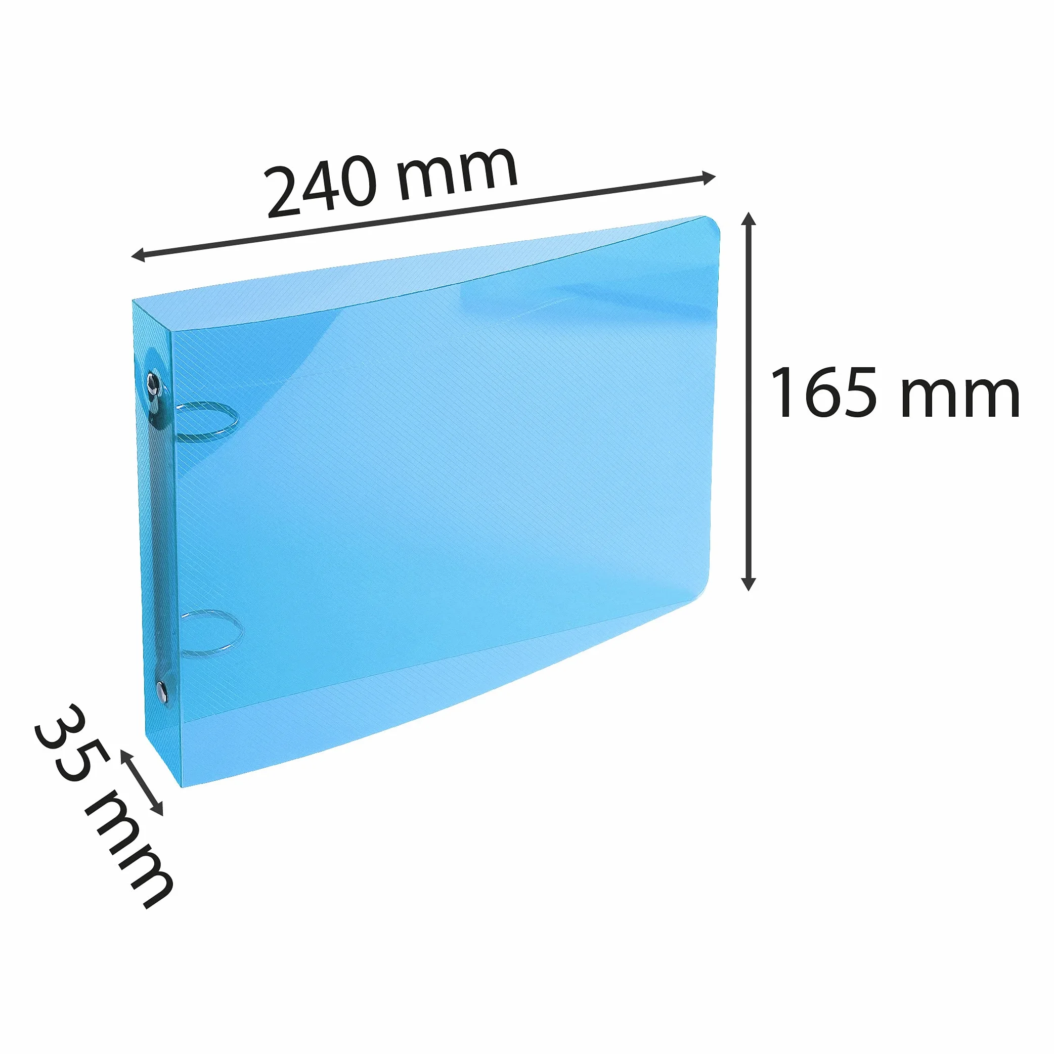 Exacompta 51092E Segregator 2 ringowy Crystal z PP A5 grzbiet 35 mm, 16,5 x 24 cm, przezroczysty, wytrzymały, segregator pierścieniowy teczka segregator na dokumenty 1 sztuka kolor niebieski