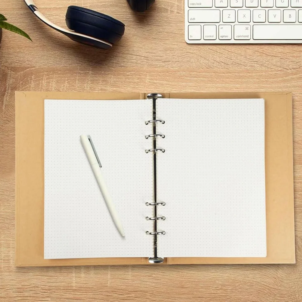 4 sztuki segregatorów A5, do uzupełniania, papier, 6 otworów, segregator A5, okładka, papier typu kraft, do wypełniania notebooka, biura, artykułów piśmienniczych