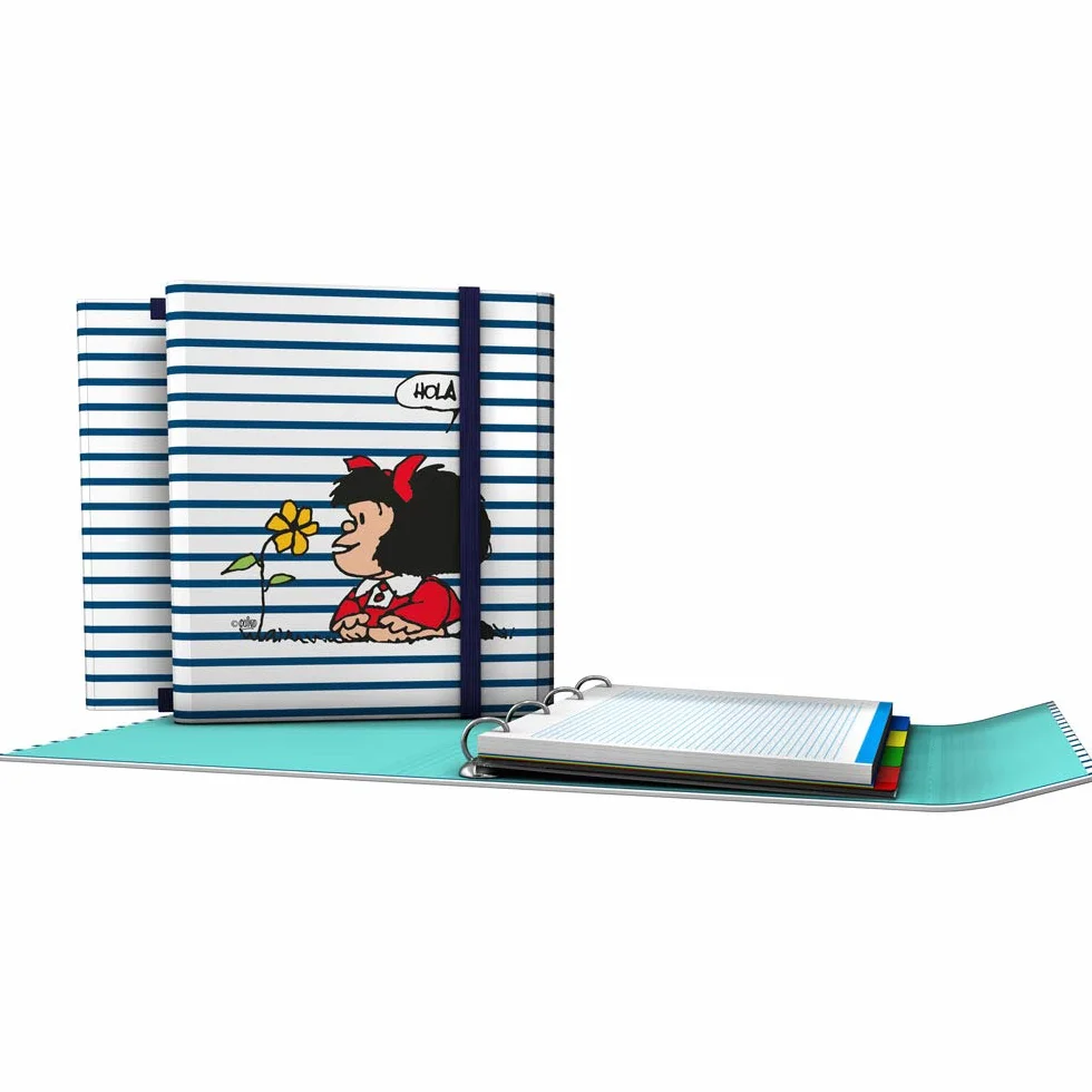 Mafalda 88212613 Coleccion Mafalda segregator z 4 pierścieniami i papierem do napełniania, format A4, wielokolorowy