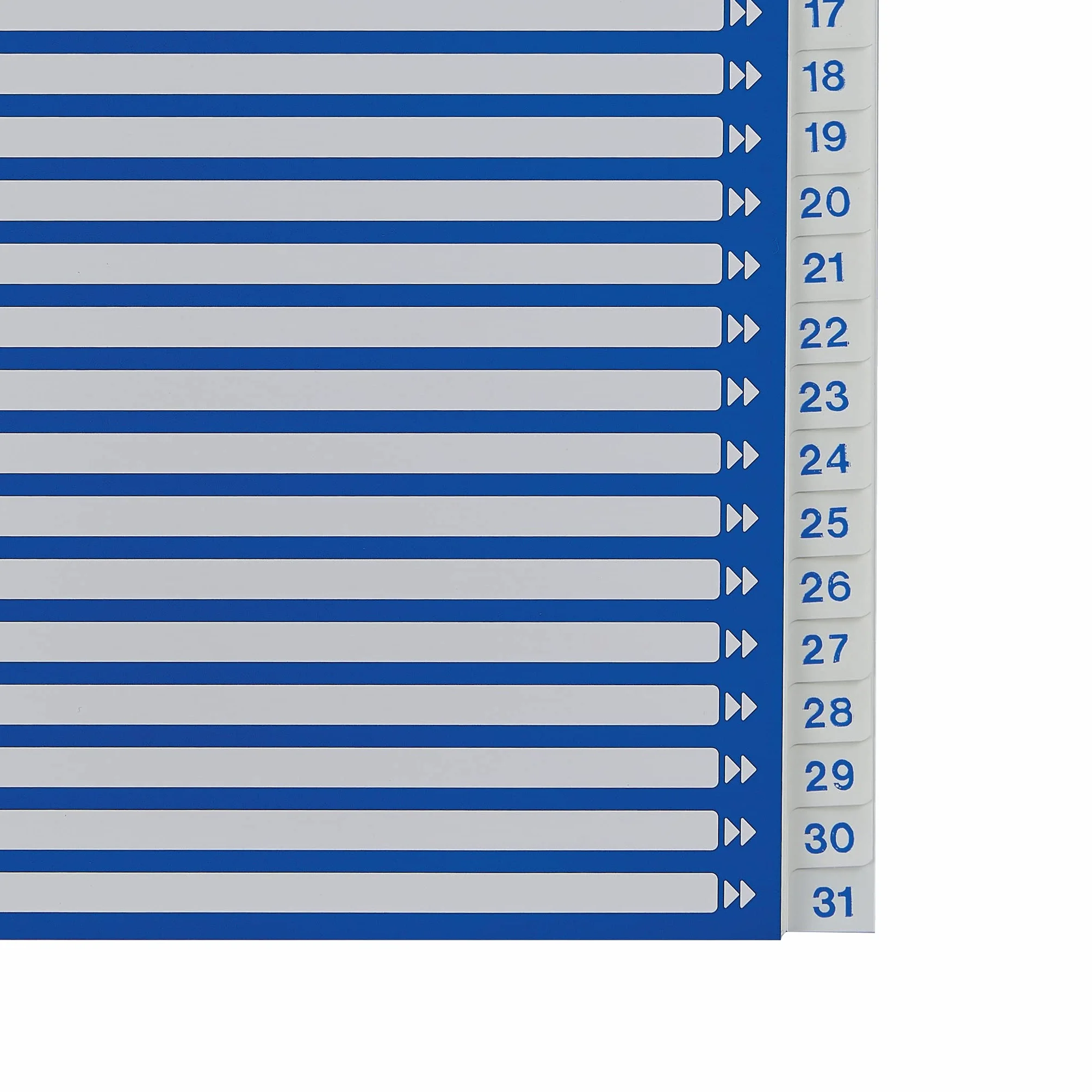 Leitz A4 1-31 Indeks, wytrzymałe tworzywo sztuczne i karton, niebieski/biały