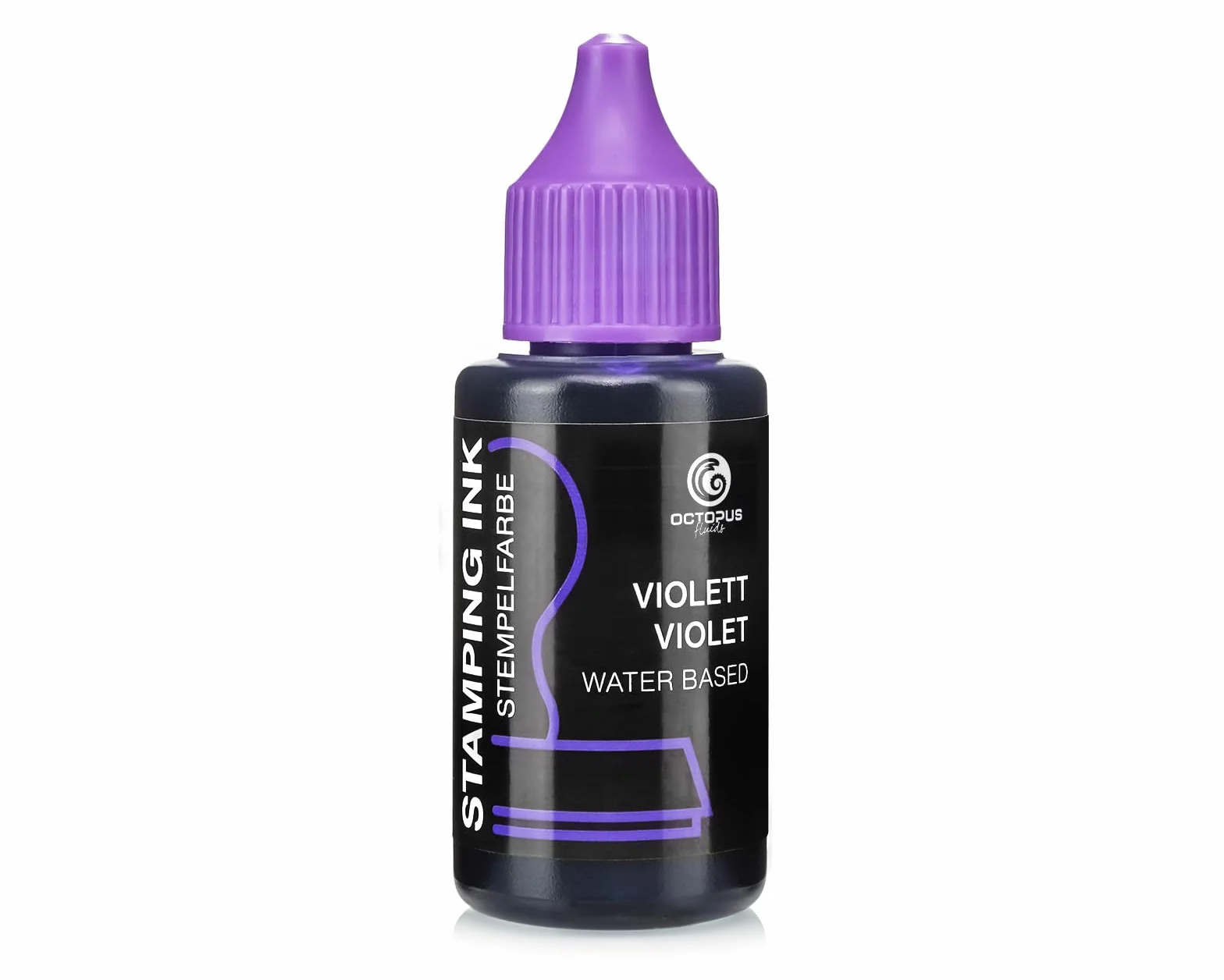 Octopus Tusz do stemplowania płynów, tusz do wielokrotnego napełniania do stempli i automatycznych maszyn do stemplowania, tusz do stemplowania 30 ml, fioletowy bez oleju