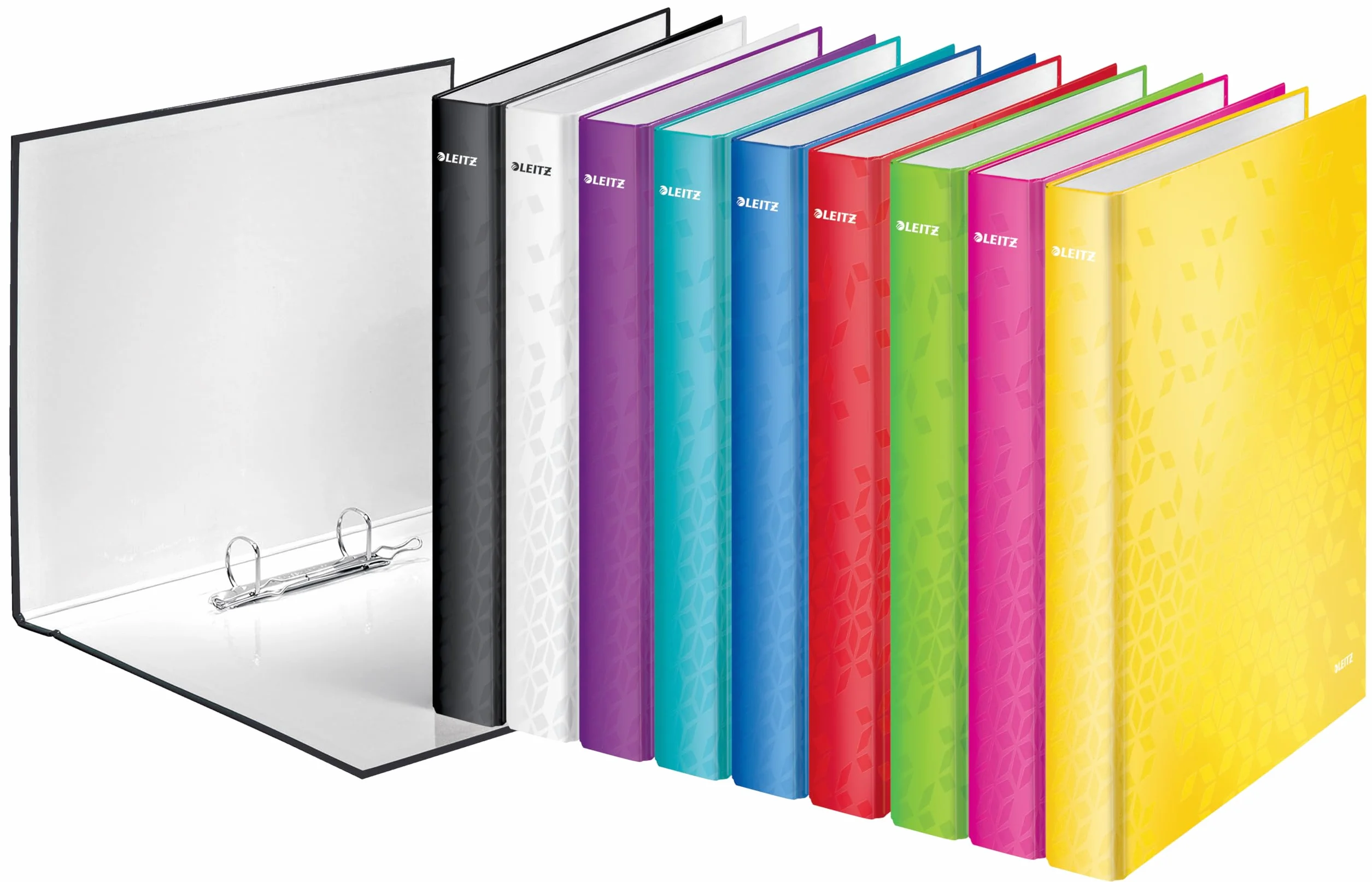 Leitz, Segregator Ringowy Leitz WOW, A4, z Mechanizmem 2-Ringowym, Mieści do 230 Kartek, Grzbiet 40 mm, Kolekcja WOW, Kolor Metaliczny Różowy, 42410023