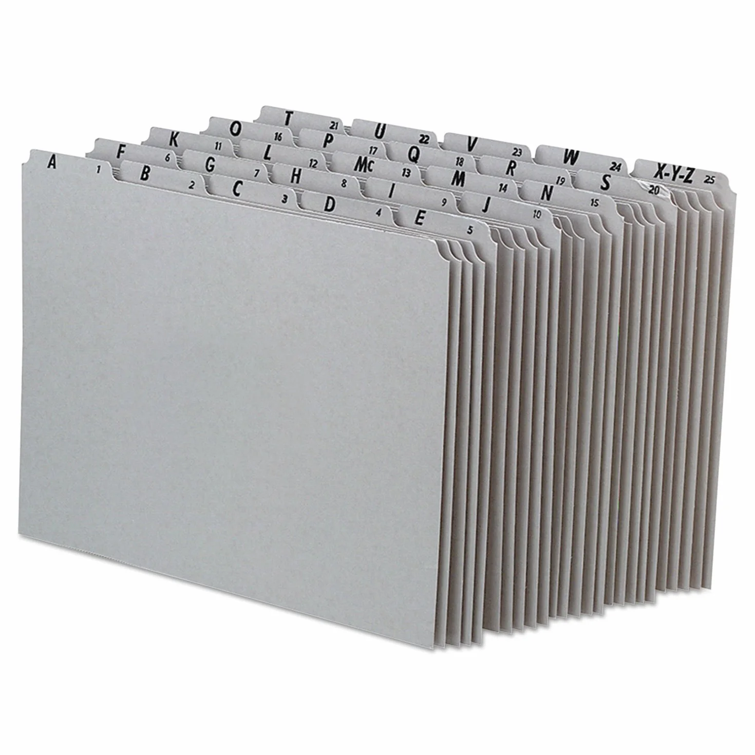 Pendaflex PN925 prowadnice na dokumenty górne z recyklingu, Alpha, zakładka 1/5, prasownica, litera (zestaw 25 sztuk), szare