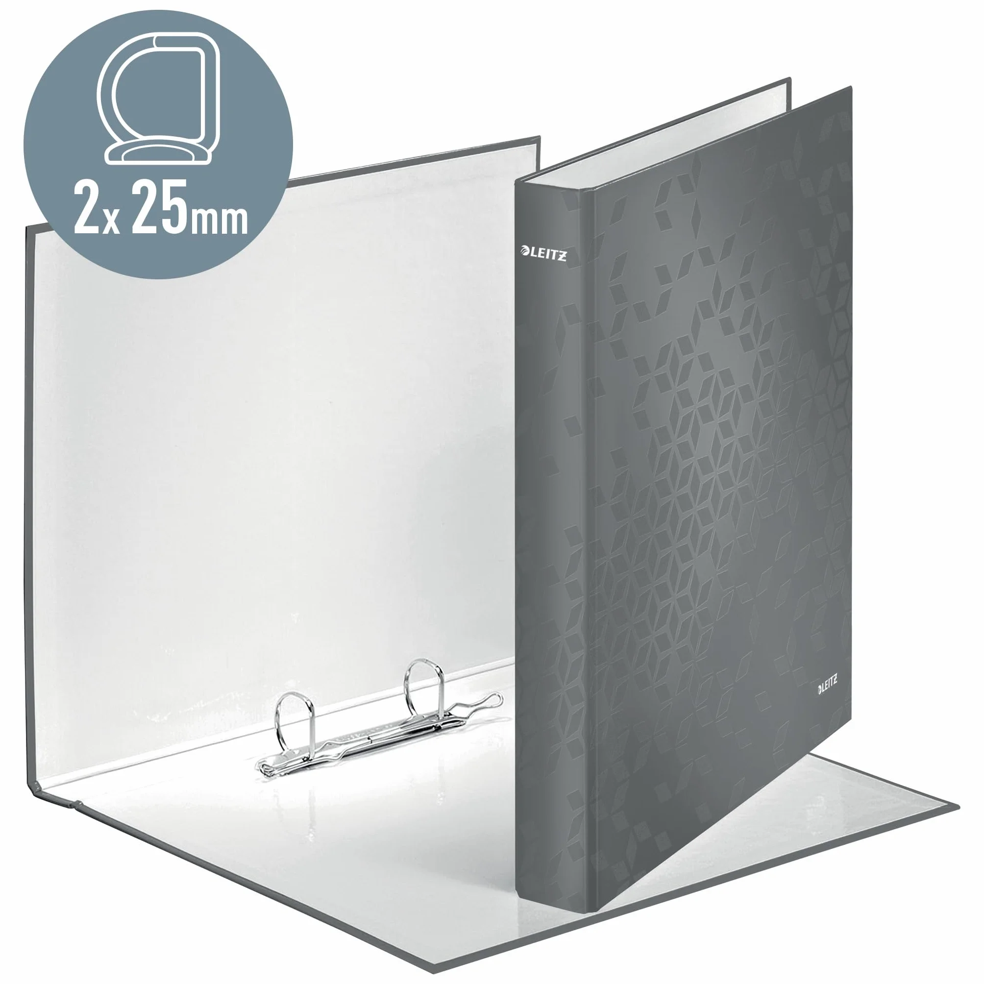 Leitz, Segregator Ringowy Leitz WOW, A4, z Mechanizmem 2-Ringowym, Mieści do 230 Kartek, Grzbiet 40 mm, Kolekcja WOW, Kolor Metaliczny Różowy, 42410023